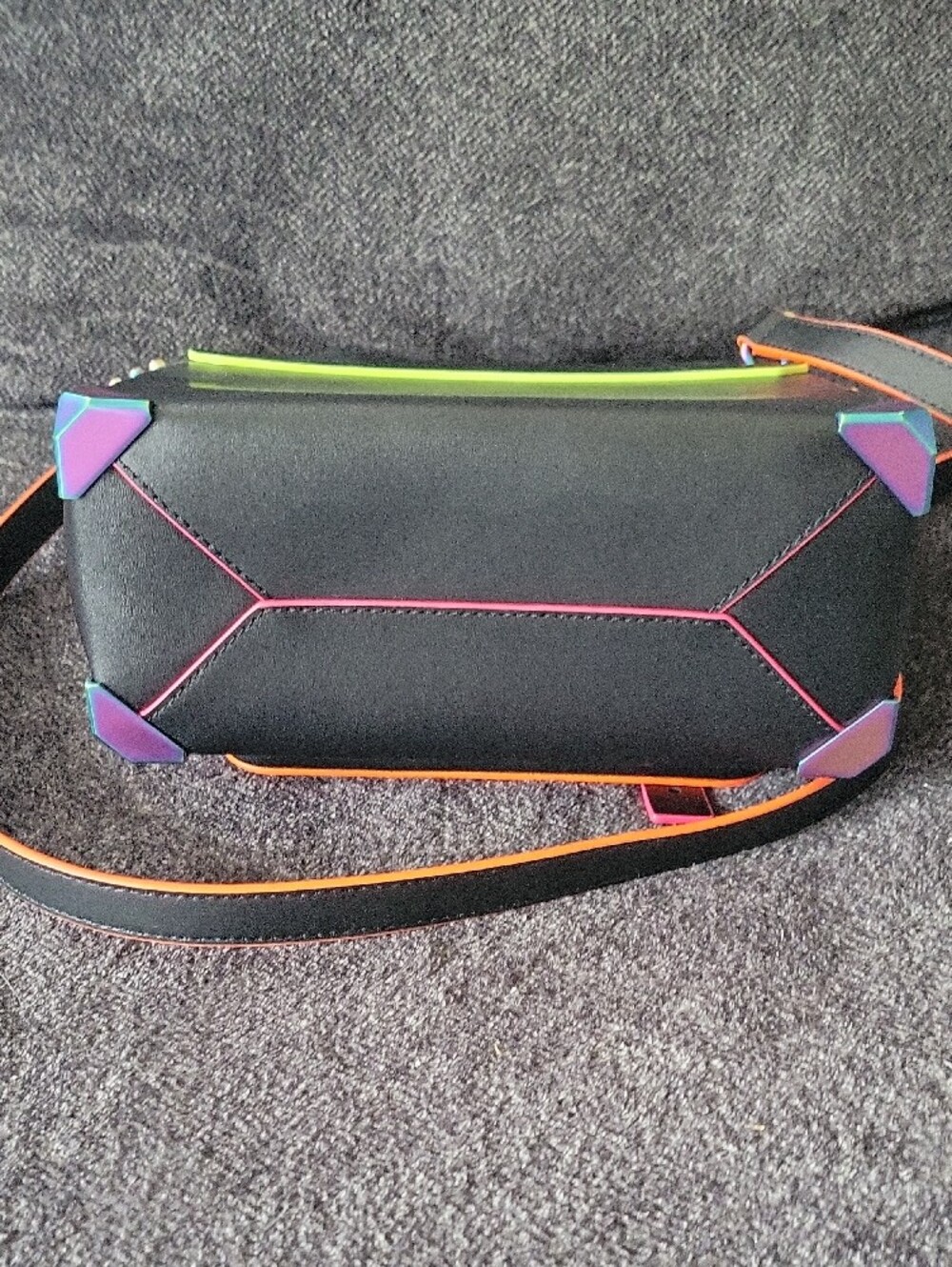 NWOT Michael Kors Black Satchel with Multicolor Trim - Picture 3 of 4